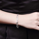 925 Silver Necklace Bracelet Set Classic Geometric Chain