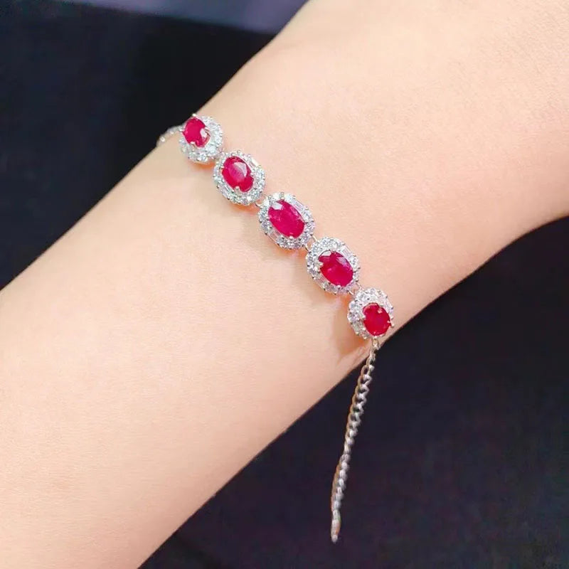 Natural Sapphire Bracelet Pigeon Blood Red Emerald