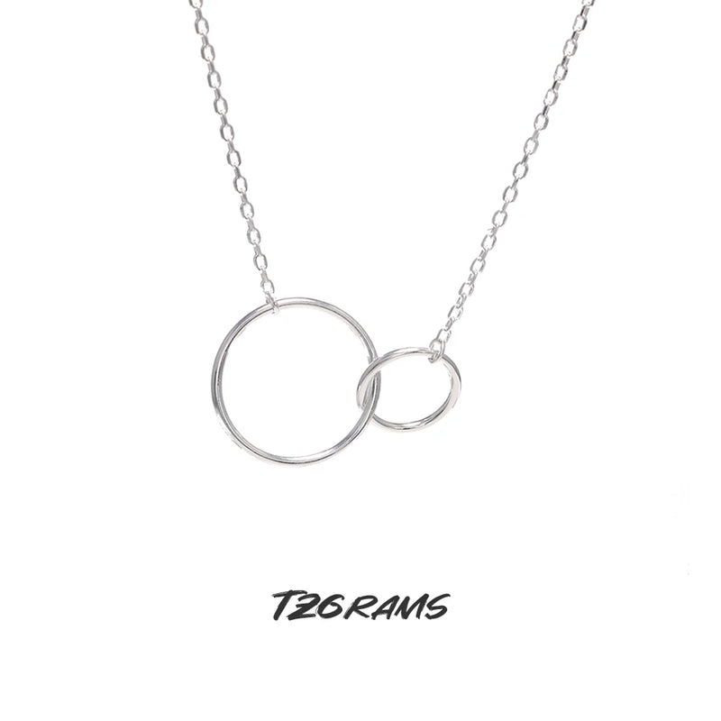 Geometric Circle Pendant Silver Necklace Smooth Fine Jewelry Gift