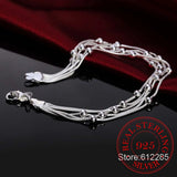 925 Silver Bracelet Five Line Beads Ball Bangle for Women