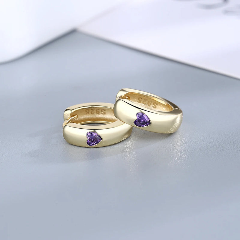 925 Silver Purple Zircon Earrings for Women