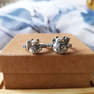 Light Cat Rings for Women Vintage Flower Copper Coin Ring Banquet Jewelry