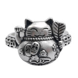Light Cat Rings for Women Vintage Flower Copper Coin Ring Banquet Jewelry