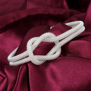 925 Silver Knotted Web Bangle Bracelet