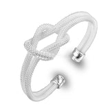 925 Silver Knotted Web Bangle Bracelet