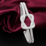 925 Silver Knotted Web Bangle Bracelet