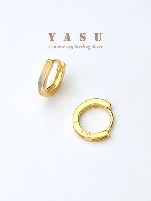925 Silver Small Hoop Earrings Shell Hoops 14K Plated Jewelry