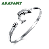 925 Silver Plated Dolphin Bangle for Women