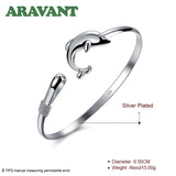 925 Silver Plated Dolphin Bangle for Women