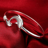 925 Silver Plated Dolphin Bangle for Women