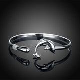 925 Silver Plated Dolphin Bangle for Women