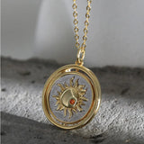 Moon Shape 925 Silver Pendant Necklace Vintage Geometric Plate De Ley Jewelry