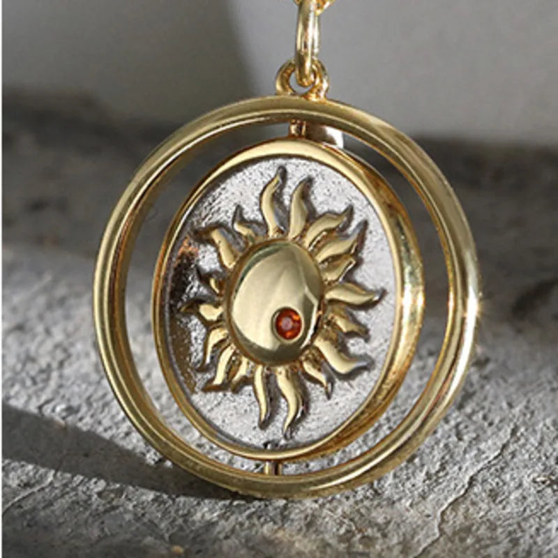 Moon Shape 925 Silver Pendant Necklace Vintage Geometric Plate De Ley Jewelry