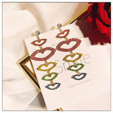 Colorful Star Lips Tassel Earrings with Cubic Zirconia