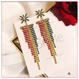 Colorful Star Lips Tassel Earrings with Cubic Zirconia