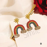 Colorful Star Lips Tassel Earrings with Cubic Zirconia