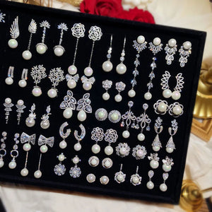 Vintage Pearls CZ Drop Earrings for Women