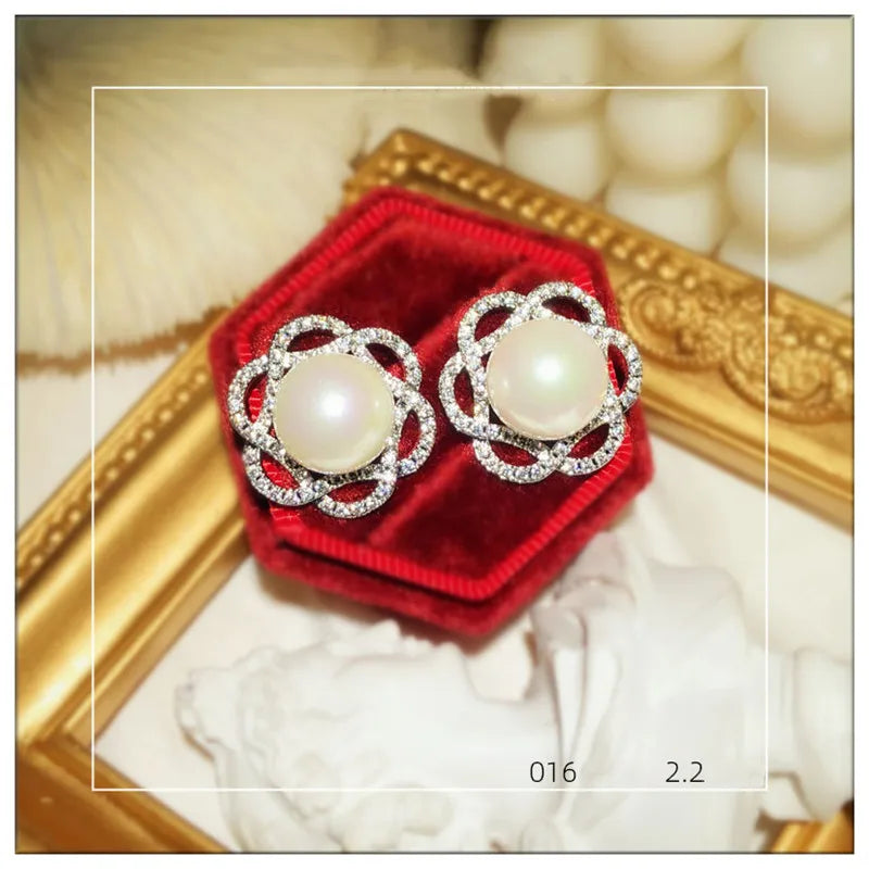 Vintage Pearls CZ Drop Earrings for Women