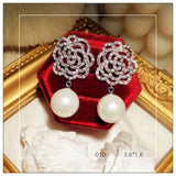 Vintage Pearls CZ Drop Earrings for Women