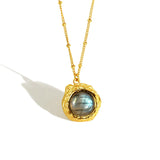 925 Silver Crystal Stone Necklace Vintage Bohemia Bead Chain Pendant