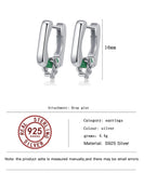 925 Silver Green Oil Dropping Chain Hoop Earrings Men Women