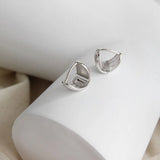 925 Silver Hoop Earrings Womens Geometric Triangle Large Jewelry