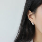 925 Silver Hoop Earrings Womens Geometric Triangle Large Jewelry