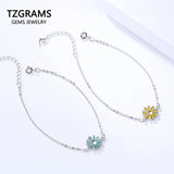 925 Silver Daisy Bracelet Fresh Sun Flower Student Hand Jewelry