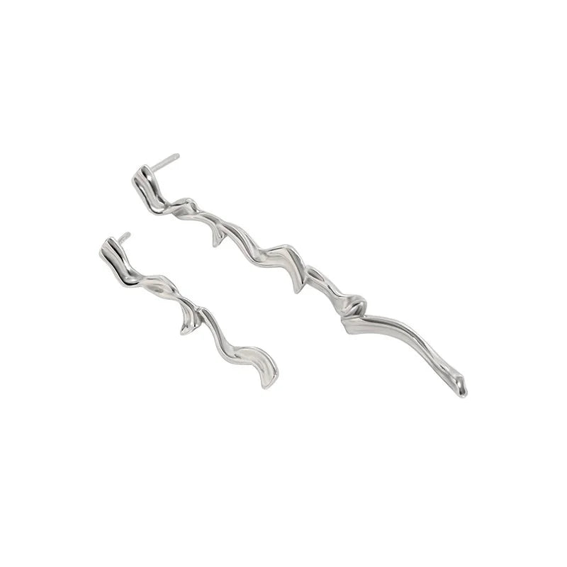 925 Silver Spiral Stud Earring Women Asymmetry Minimalist Gift Jewelry
