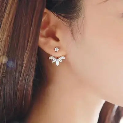 925 Silver Stud Earring with Zircon, Personalized Female Summer Gift