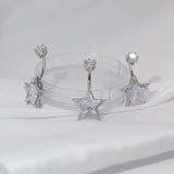 925 Silver Star Belly Button Piercing Dangle Cubic Zirconia Body Jewelry