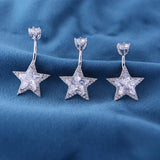 925 Silver Star Belly Button Piercing Dangle Cubic Zirconia Body Jewelry
