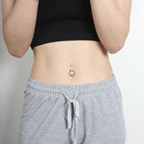 925 Silver Star Belly Button Piercing Dangle Cubic Zirconia Body Jewelry