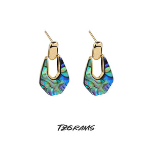 925 Real Silver Abalone Shell Retro Earrings Jewelry For Women