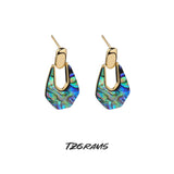 925 Real Silver Abalone Shell Retro Earrings Jewelry For Women