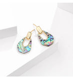 925 Real Silver Abalone Shell Retro Earrings Jewelry For Women