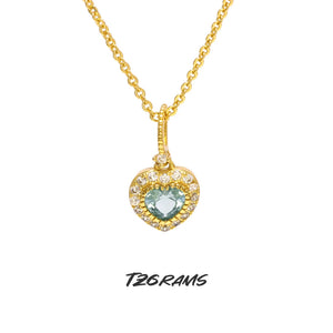 925 Silver Aquamarine Heart Necklace Personalized Jewelry Gift