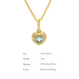 925 Silver Aquamarine Heart Necklace Personalized Jewelry Gift