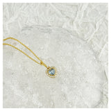 925 Silver Aquamarine Heart Necklace Personalized Jewelry Gift