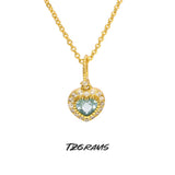 925 Silver Aquamarine Heart Necklace Personalized Jewelry Gift