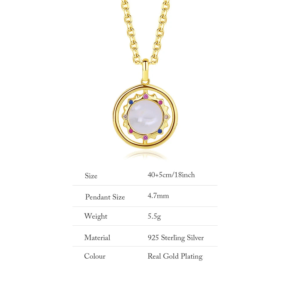 925 Real Silver Double-sided Pattern Necklace with Eight Stars Charm