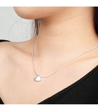 925 Real Silver Fan-shaped Shell Shape Necklace For Women Glossy Fine Jewelry