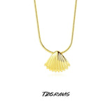 925 Real Silver Fan-shaped Shell Shape Necklace For Women Glossy Fine Jewelry