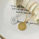 925 Real Silver Vintage Coin Necklace Round Pendant Religious Jewelry