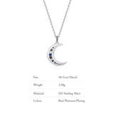 925 Silver Moon Necklace w/Zircon Collarbone Chain