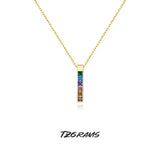 925 Real Silver Personalized Colorful Zircon Rainbow Necklace For Women