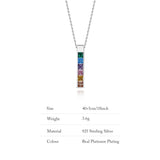 925 Real Silver Personalized Colorful Zircon Rainbow Necklace For Women