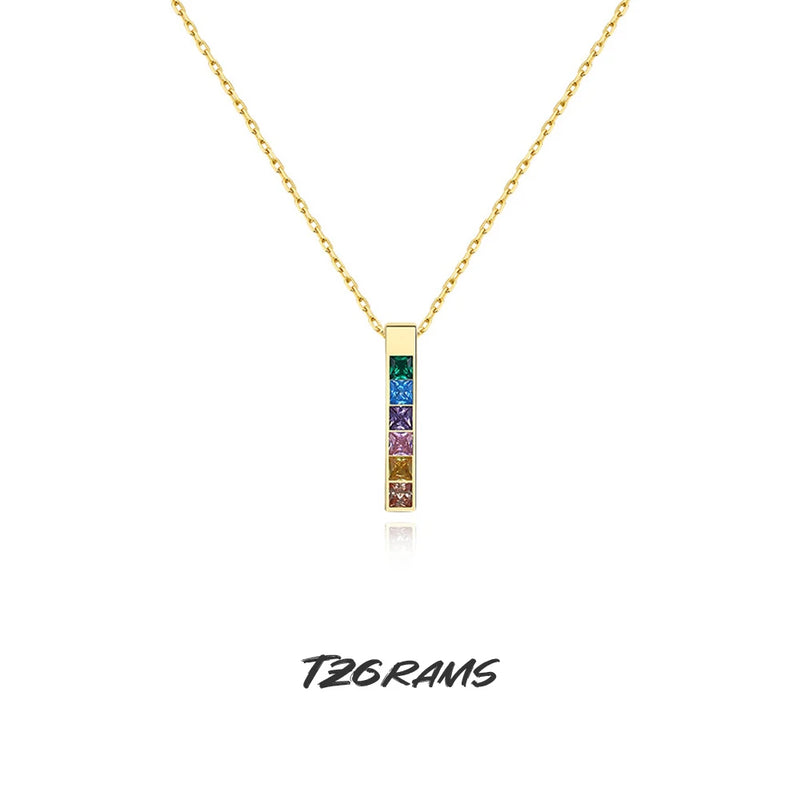 925 Real Silver Personalized Colorful Zircon Rainbow Necklace For Women