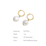 925 Real Silver Retro Drop Earrings Woman Irregular Pearl Minimalism