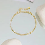 925 Silver Bracelet with Lab Diamond Splicing Chain